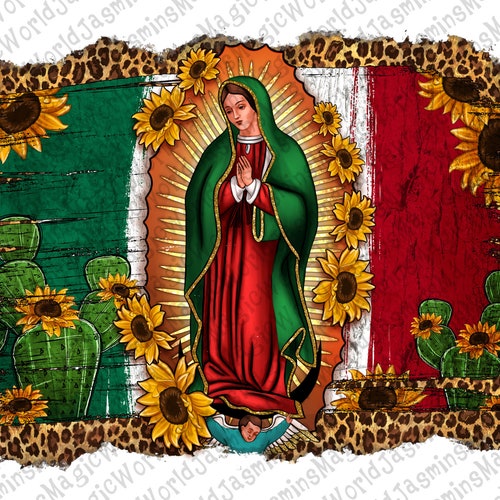 Our Lady of Guadalupe Mexican Flag Background Png Sublimation - Etsy