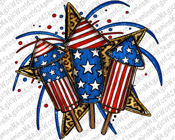 4th of July Party Fireworks PNGUSA Designleopard Star Png - Etsy