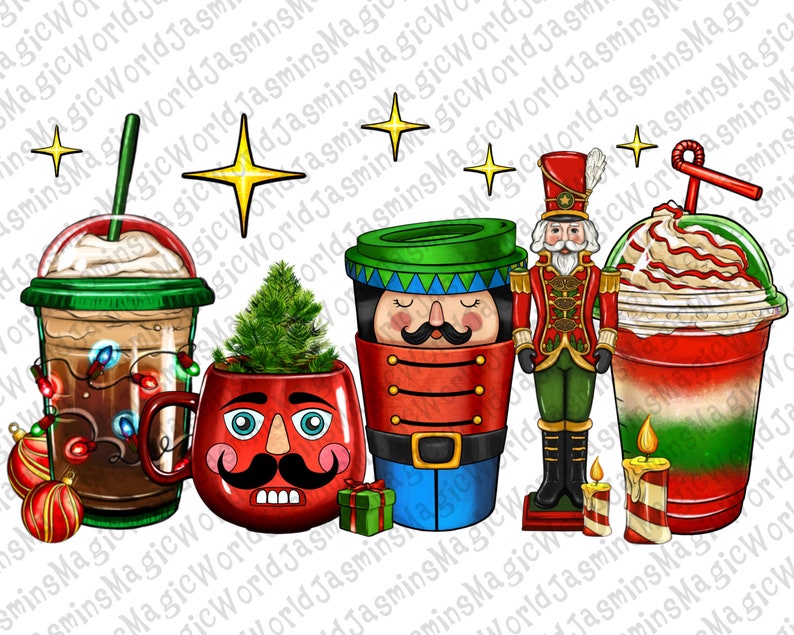 Nutcracker Coffee Cups Png Sublimation Design Download Etsy