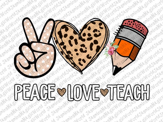 Home Decor Peace Love Teach Teaching Png Leopard Printed Heart png ...