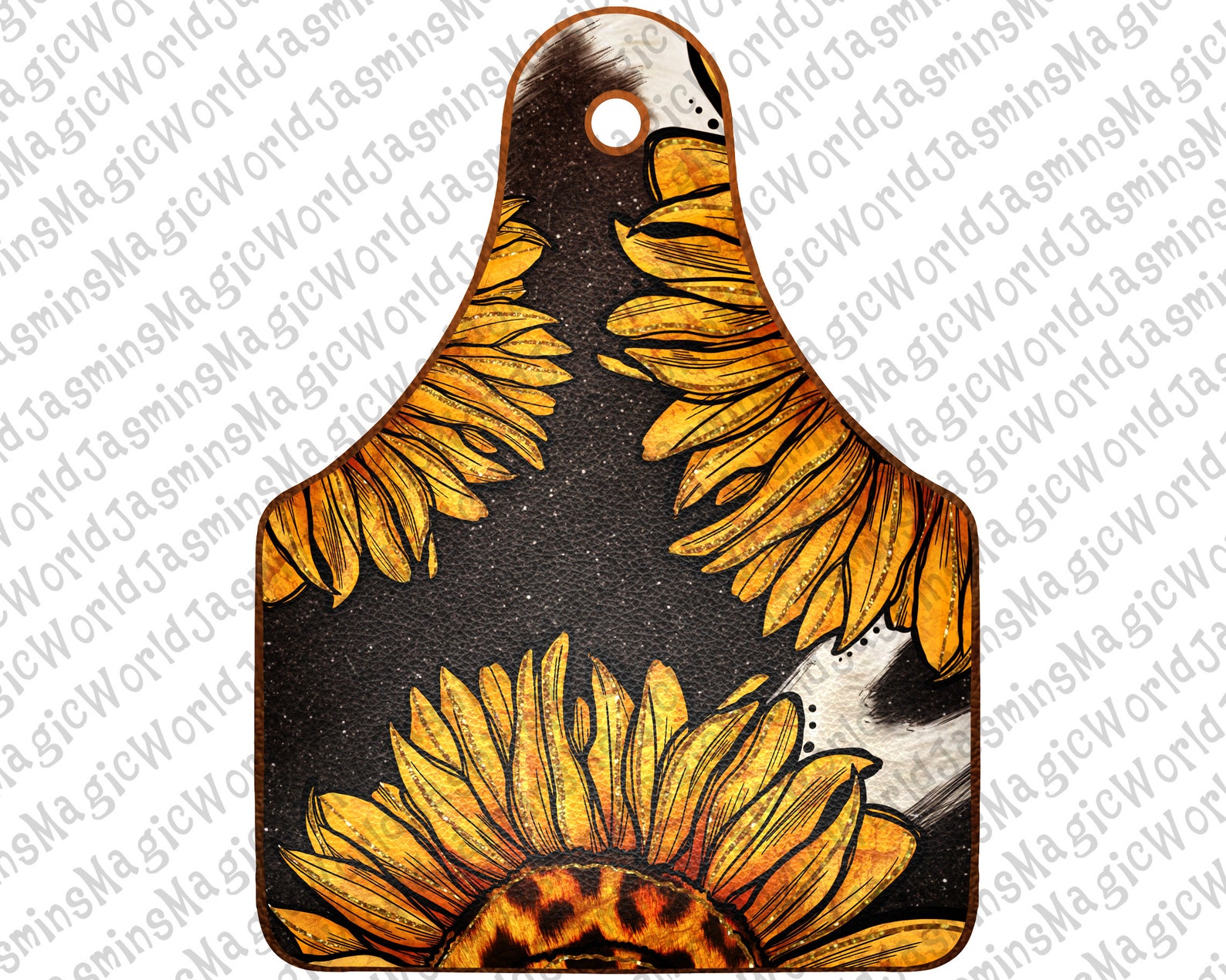 Western Sunflower Pattern Cow Tag Farm Cow Tag Sunflower Etsy