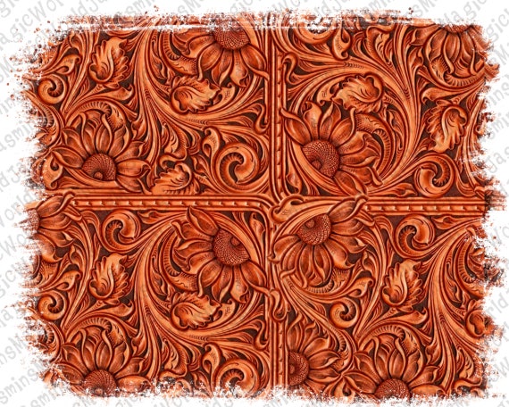 Tooled Leather Background Png Sublimation Design, Tooled Leather