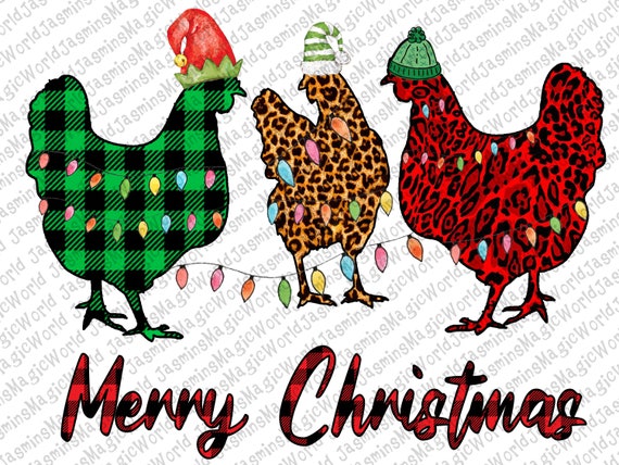 Merry Christmas Chickens PNG File Digital Download | Etsy