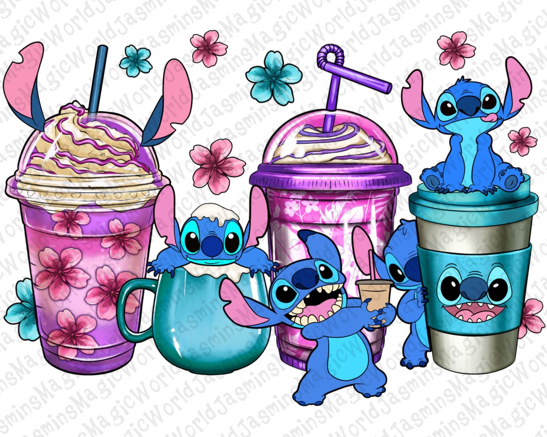 Stitch Coffee Cups Png Sublimation Design Download Stitch Etsy