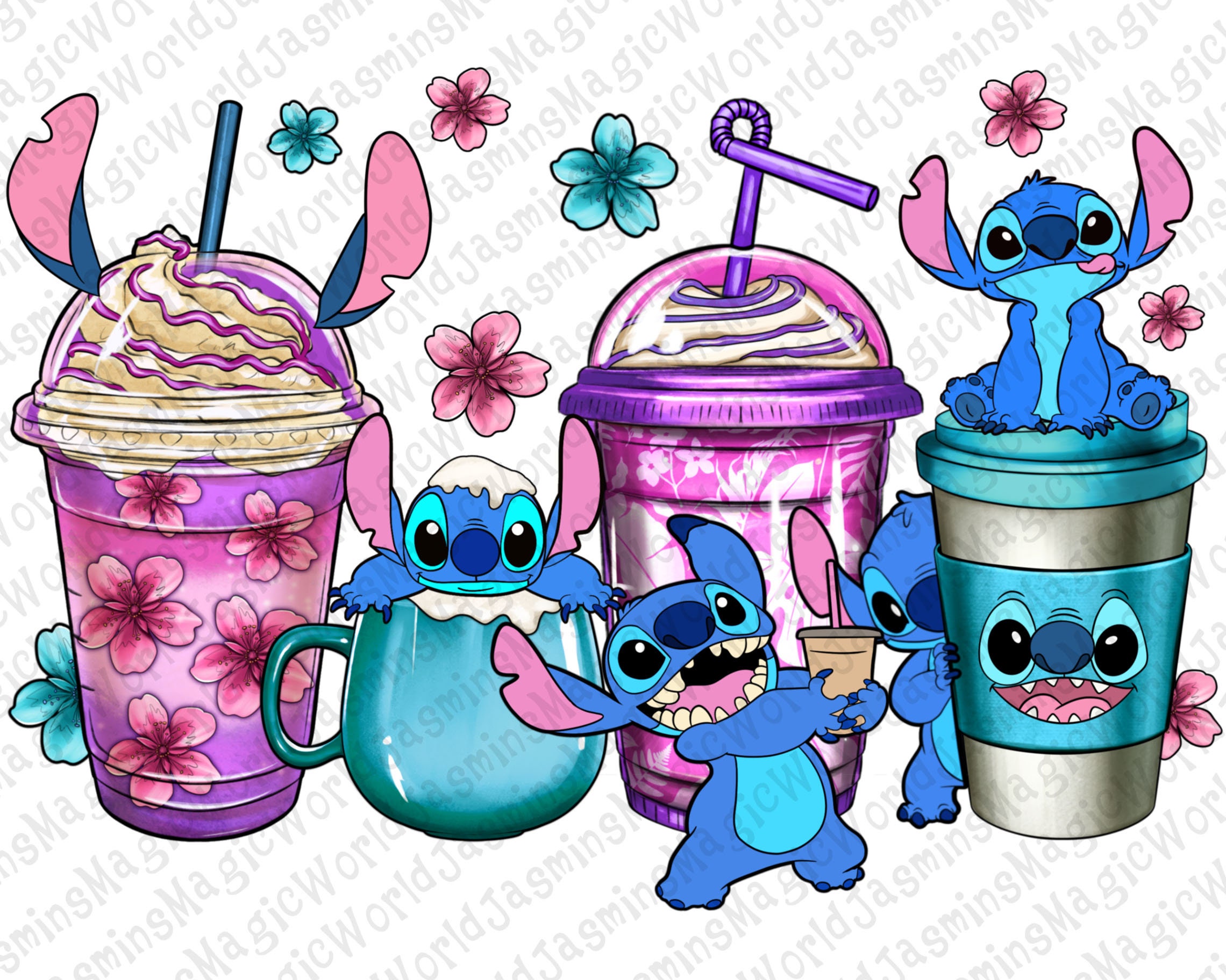 Stitch Coffee Cups Png Sublimation Design Download Stitch Etsy UK