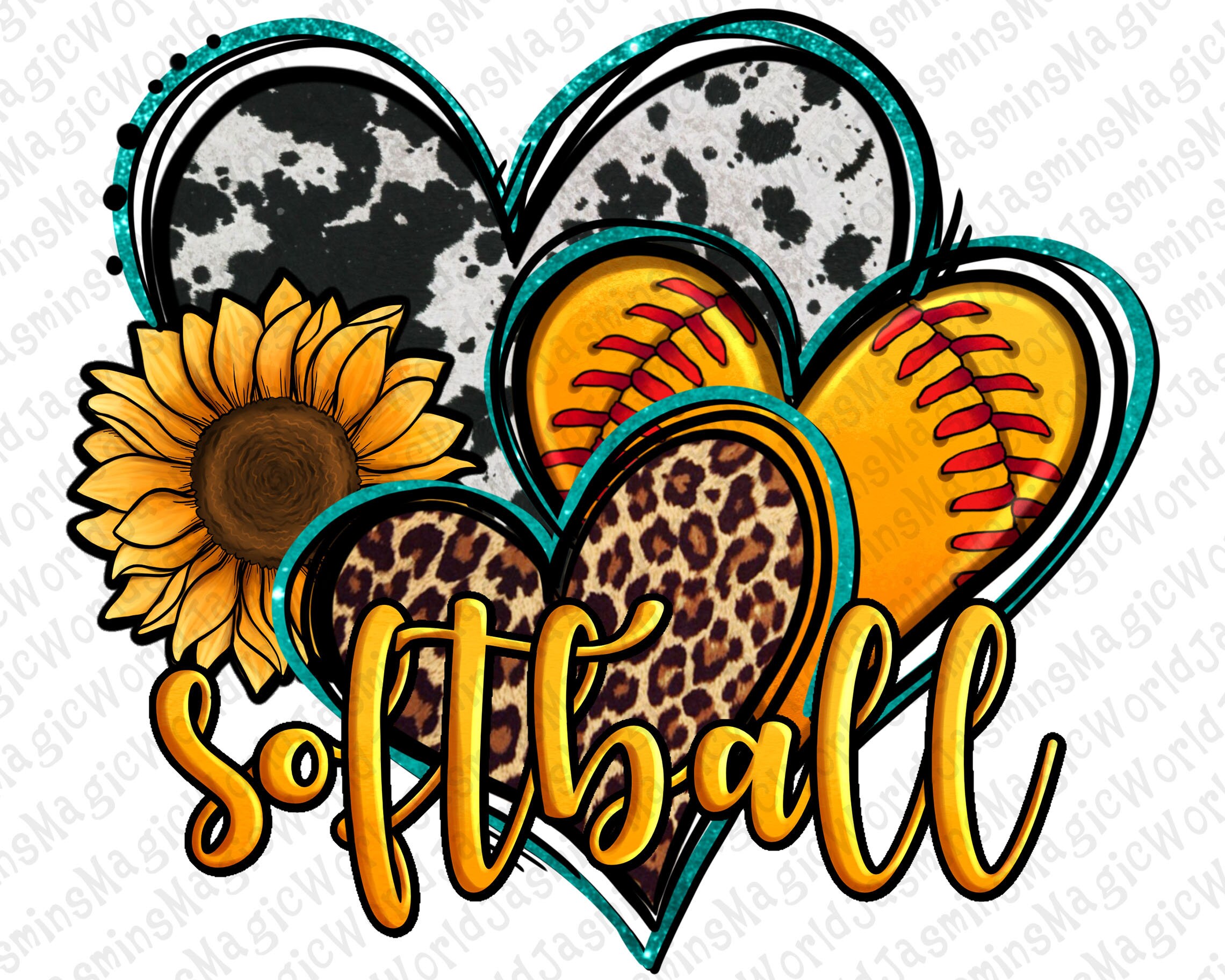 Softball Hearts Png Sublimation Design Download Sport Hearts Etsy