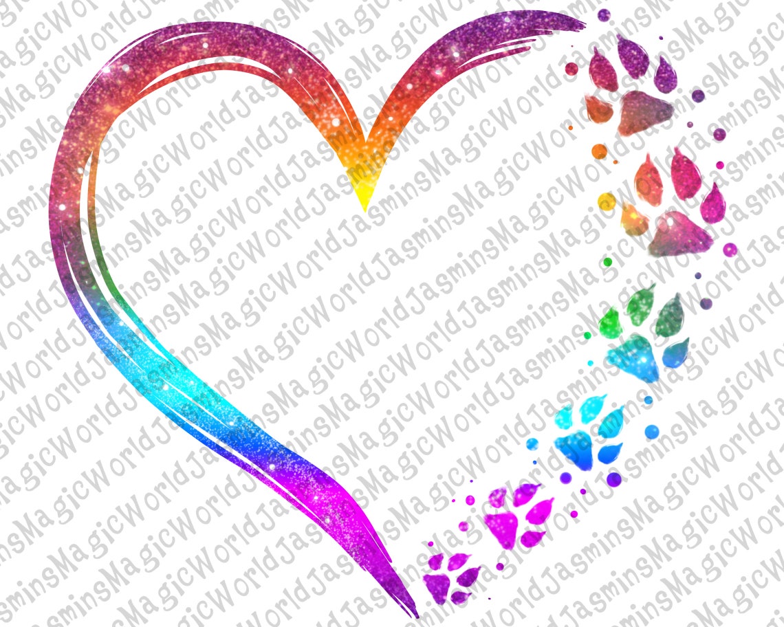 Colorido corazón Paw Print Png Dog Lovers paw png heart paw - Etsy España