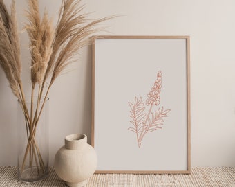 Afdrukbare print Lijntekening Afdrukbare neutrale kwekerij Afdrukbare bloemenprint Boho Art Moderne prints Minimalistische prints Neutraal afdrukbaar
