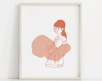 Afdrukbare print lijntekening afdrukbare meisje vrouw print Boho kunst moderne prints minimalistische prints slaapkamer afdrukbare neutrale afdrukbare