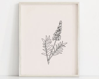 Afdrukbare print Lijntekening Afdrukbare neutrale kwekerij Afdrukbare bloemenprint Boho Art Moderne prints Minimalistische prints Neutraal afdrukbaar