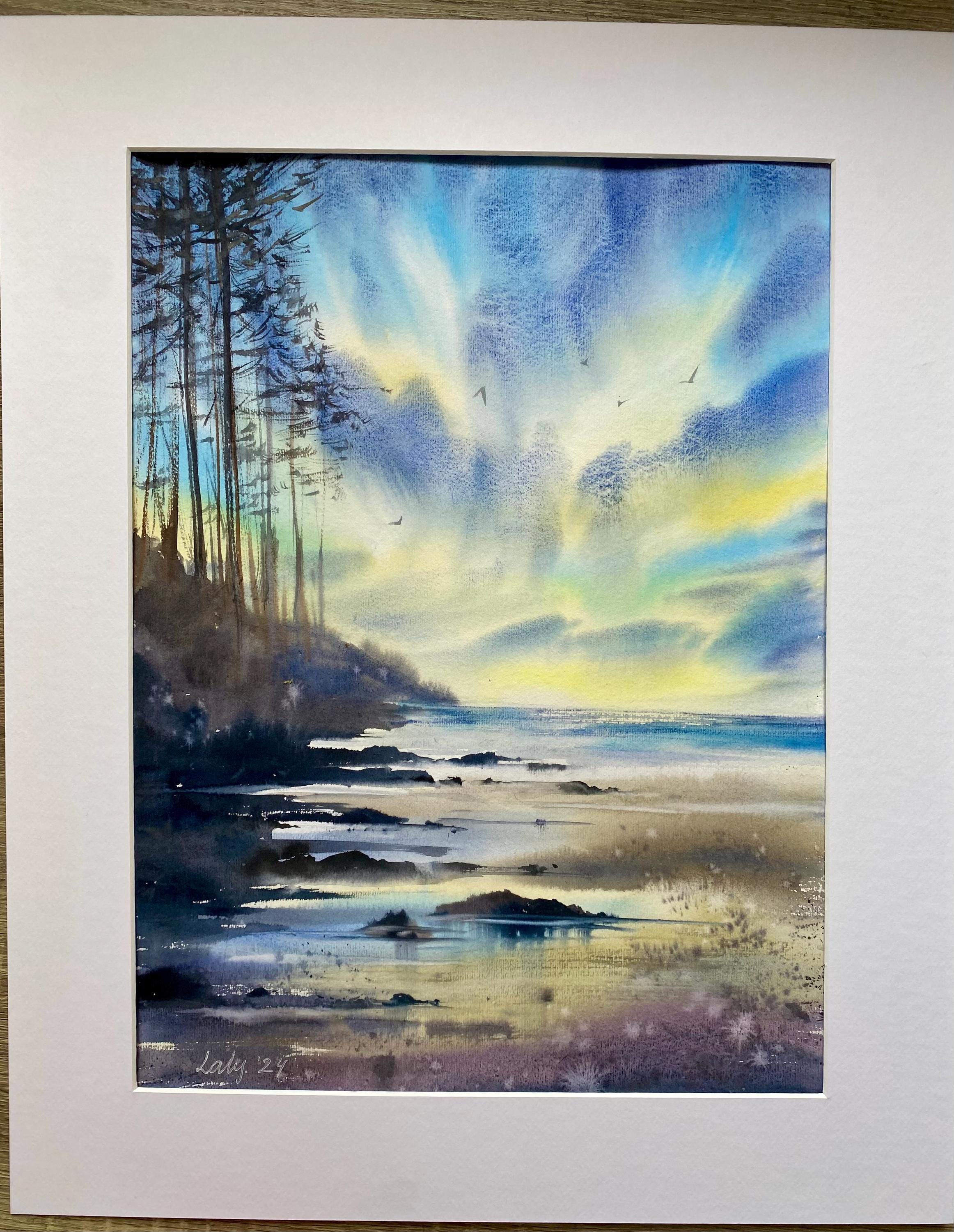 海辺の春 オリジナル水彩画 30/40 cm - Etsy 日本