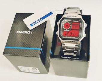Casio AE-1200WHD World Time Illuminator Red Display Mod More Colors Available