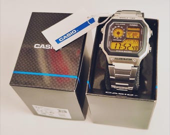 Casio AE-1200WHD World Time Illuminator Yellow Display Mod More Colors Available