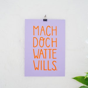 Limited screen print A4 "Do what you want" neon orange on lilac