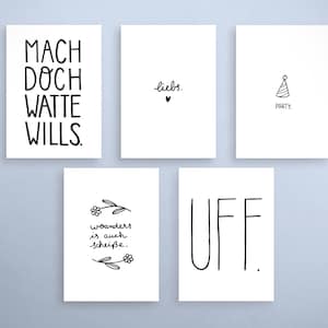 Postkarten-Set - Smaracuja - schwarz/weiß
