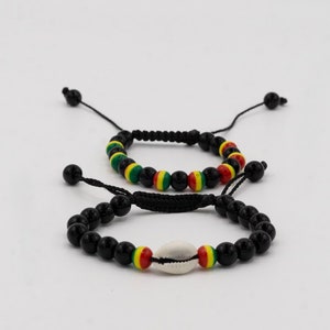Adjustable, Jamaica Rasta Bead Bracelet, Handmade in West Africa for Men, Women, and Teens