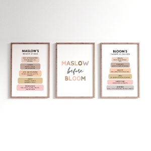 maslow before bloom poster maslow hierarchy of needs bloom&#39;s taxonomy counseling posters therapy office decor counselor office decor