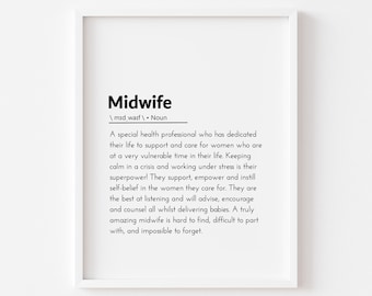 Midwife Definition Print, Minimalist Wall Art (Digital Download)