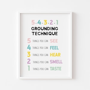 grounding techniques poster emotional regulation skills school psychology mental health posters school counseling posters cbt therapy