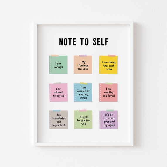 Note to Self Be Kind to Yourself Self Growth Self Care Self Development  Personal Development Wellness Posters Positive Affirmations -  Canada