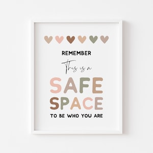 This is a safe space to be who you are school psychologist office decor safe space sign teacher office decor counselor office decor
