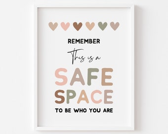 Safe Space Print | School Psychologist, Teacher Office Decor (Digital Download)