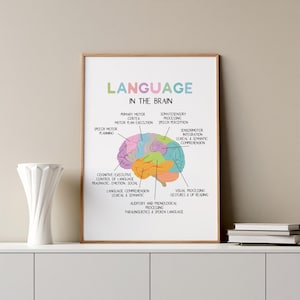language in the brain poster slp poster slp wall art slp wall decor  speech room decor speech pathology poster slp speech therapy room decor