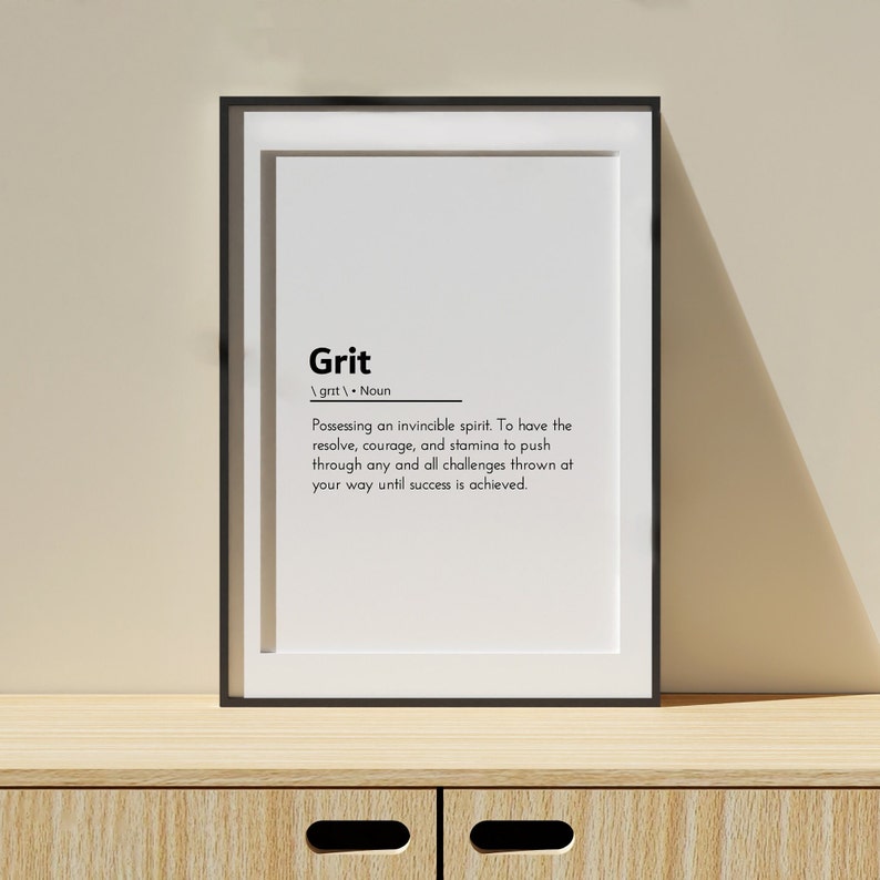 Grit Definition Grit Poster Motivational Office Wall Art Etsy