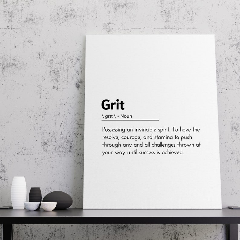 Grit Definition Grit Poster Motivational Office Wall Art Etsy