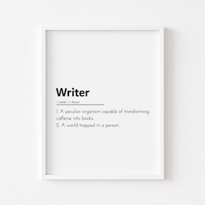writer definition, writer gifts, writer poster, gift for writer author wall art definition of writer, writer print, writer wall art