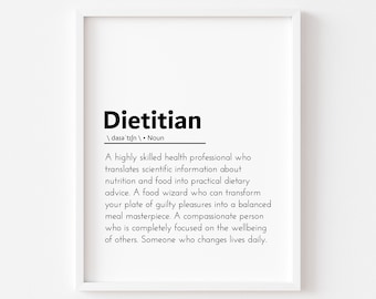 Dietitian Definition Print, Nutritionist Office Decor (Digital Download)