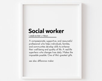Social Worker Definition Print, Office Decor (Digital Download)