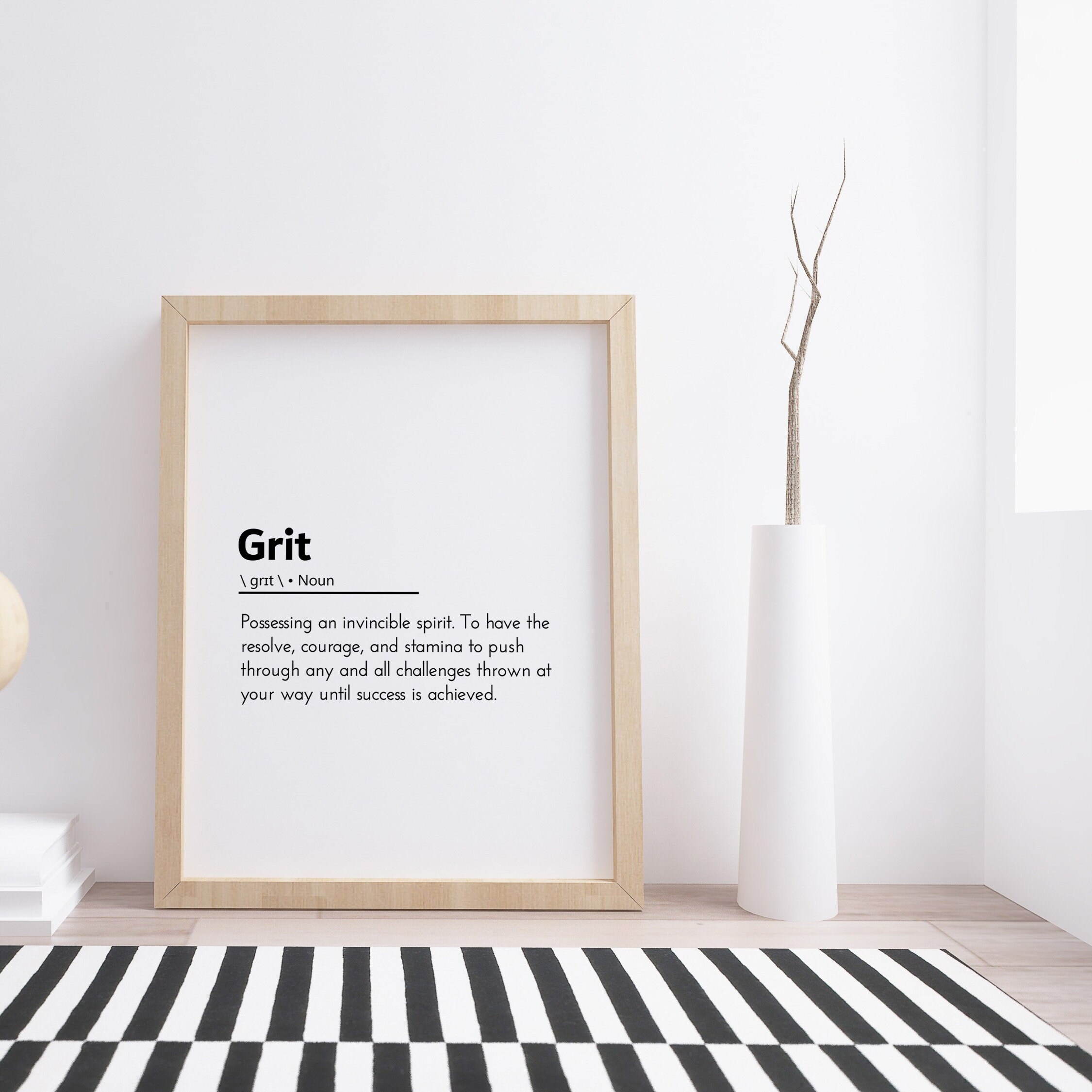 Grit Definition Grit Poster Motivational Office Wall Art Etsy