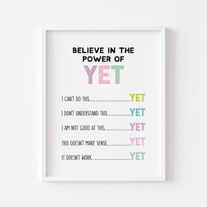 the power of yet poster coping skills for kids school office decor social emotional learning school counselor office school psychology art