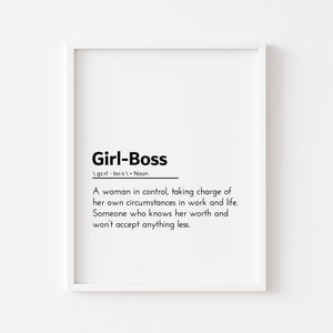 girl boss definition girl boss quotes girl boss office decor women work from home business women quotes empowerment quote girl power print
