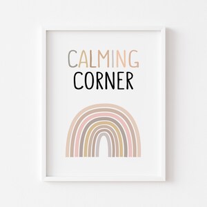 Rincón de la calma, aula tranquila, póster de rincón de la calma, regulación emocional, decoración del aula, terapia infantil, psicología, impresiones artísticas, arte de consejero.