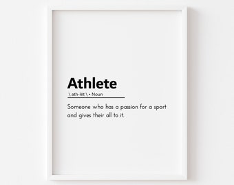 Athlete Definition Art Print, Gym Wall Decor (Digital Download)