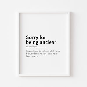 sorry for being unclear cubicle decor wfh email quotes home office decor office prints office wall decor funny email funny office sign