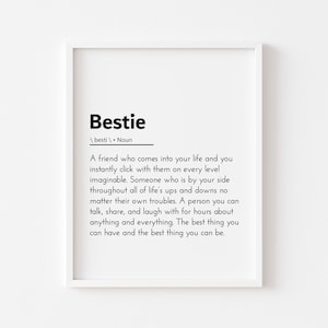 bestie definition bestie quotes bestie gift bestie birthday gift friendship print friendship quotes best friend definition friendship art