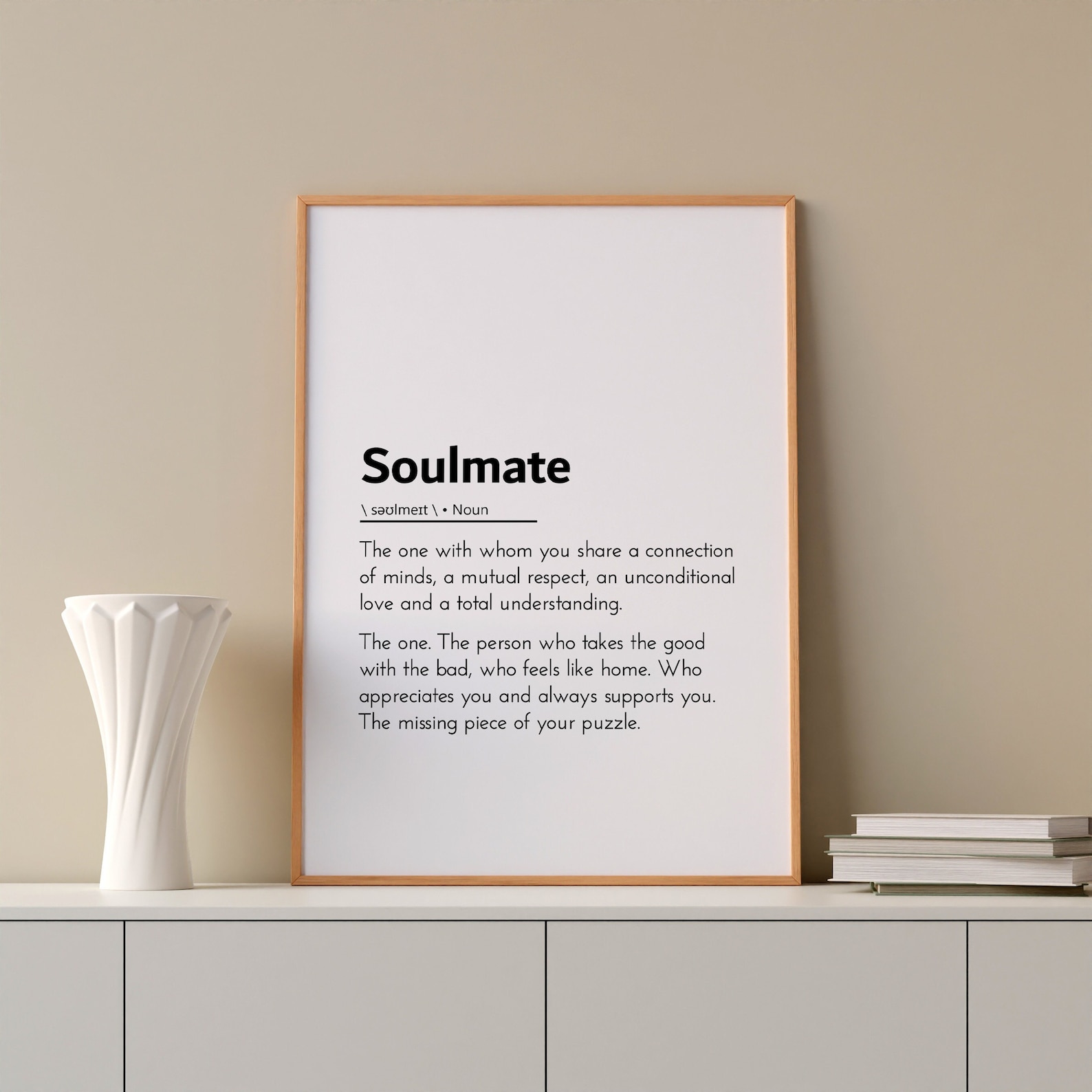 Affiche Décorative "Soulmate" - Art Mural Romantique, Citation Amour