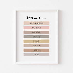it&#39;s ok to not be ok poster it&#39;s ok to make mistakes be kind to yourself print school positive affirmations homeschool printables