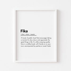 fika definition fika sign scandinavian wall art fika poster swedish folk art scandinavian home decor nordic art nordic design nordic gifts