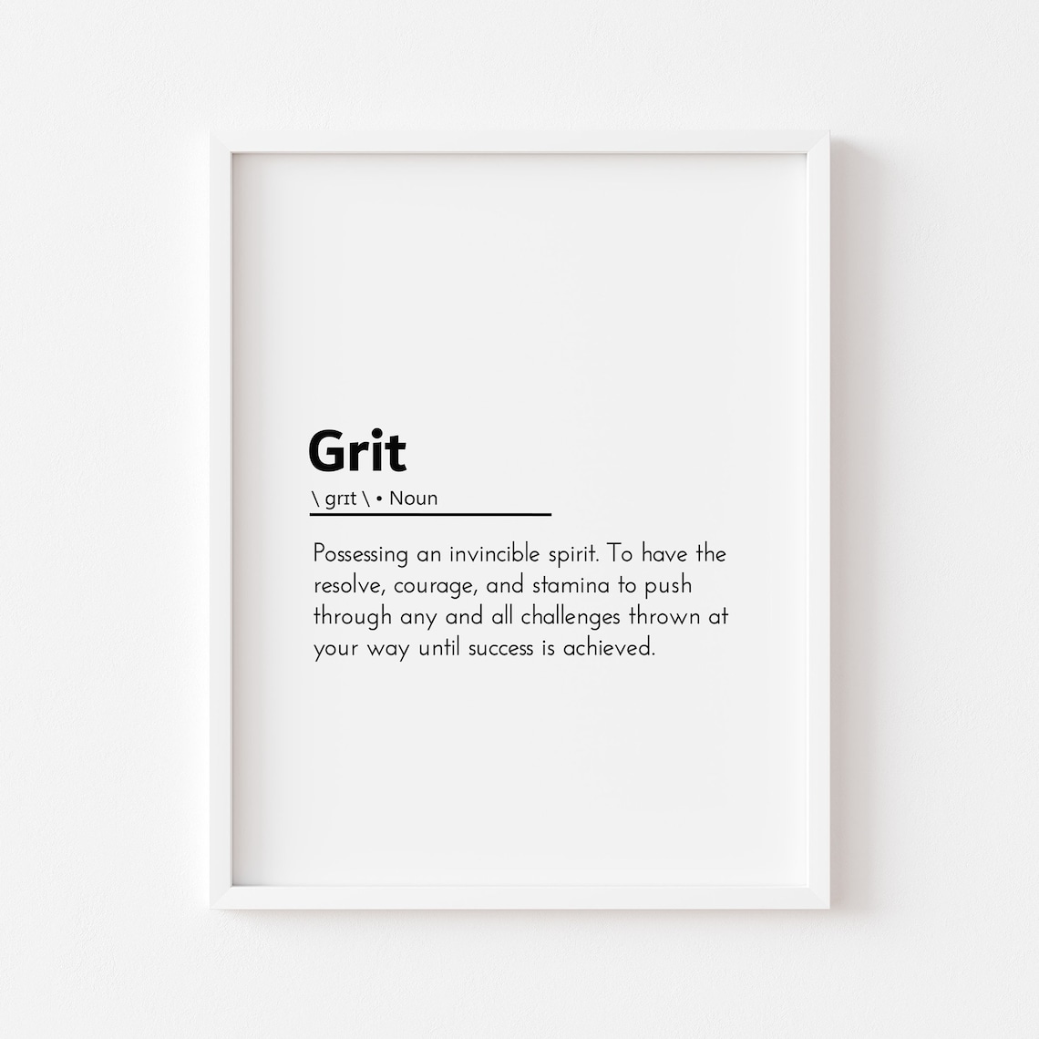Grit Definition Grit Poster Motivational Office Wall Art Etsy