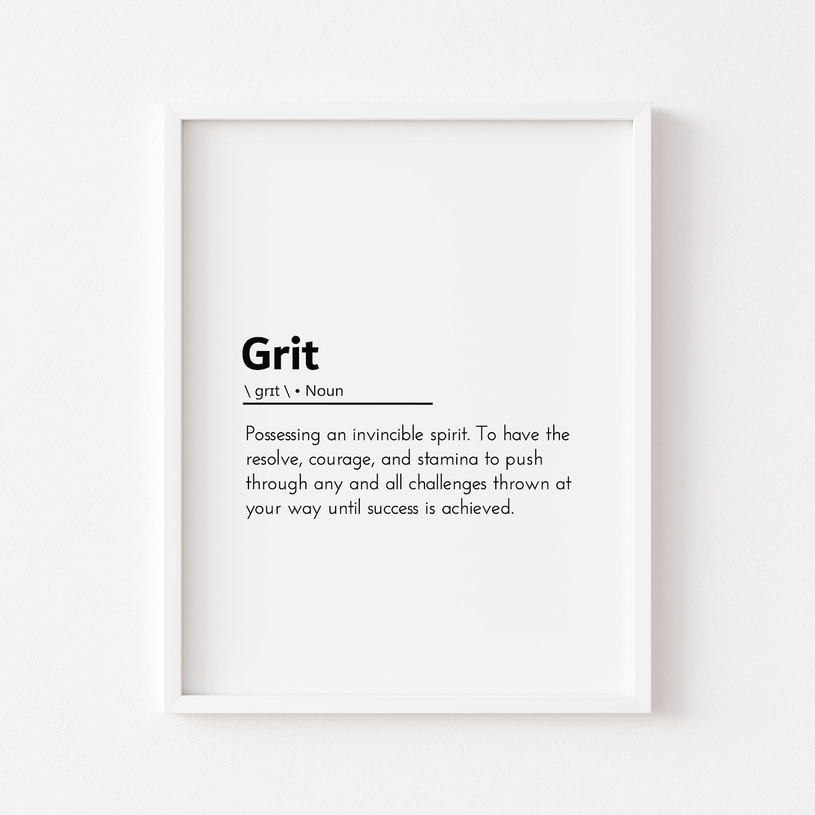 Grit Definition Grit Poster Motivational Office Wall Art Etsy