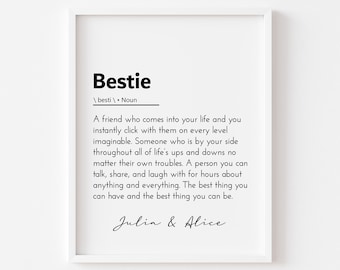Personalized Bestie Definition Print, Friendship Gift (Digital Download)