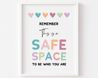 Safe Space Poster, School Counselor Office Decor (Digital Download)