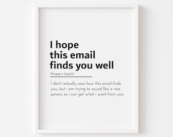 Lustiger Email Definition Druck, WFH Büro Wand Kunst (Digitaler Download)