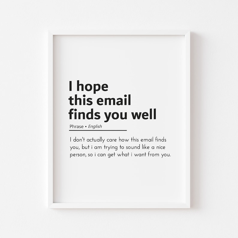 Funny Office Decor Email Art Funny Email Definitions Work From Etsy