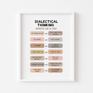 dialectical thinking dbt poster dialectical behavioral therapy thinking pattern thinking styles cognitive distortions counselor office decor