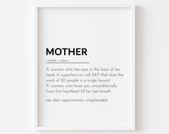 Mother Definition Art Print, Mother's Day Gift (Digital Download)